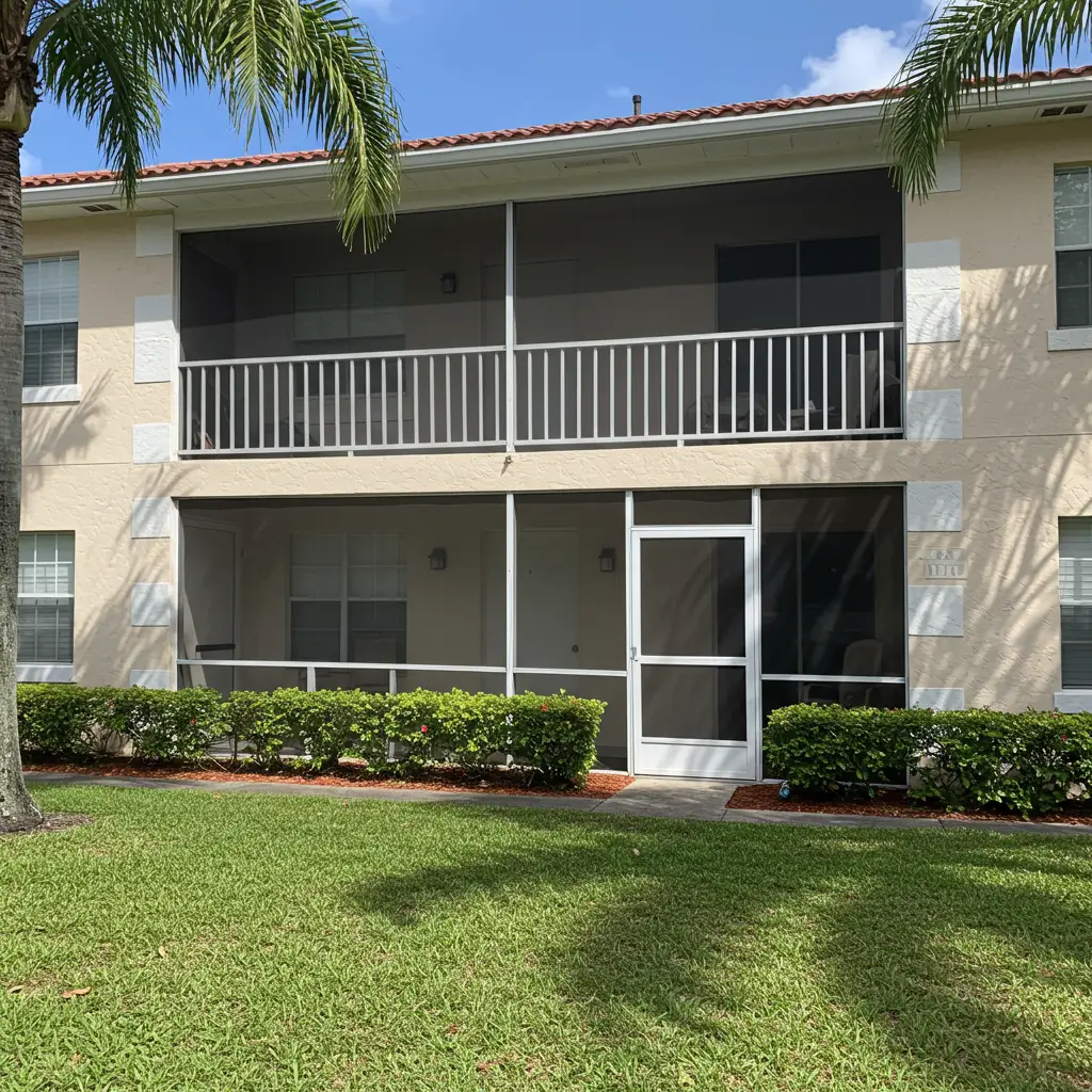 screened patio door repair on ground-floor apartment in Lakeland, FL