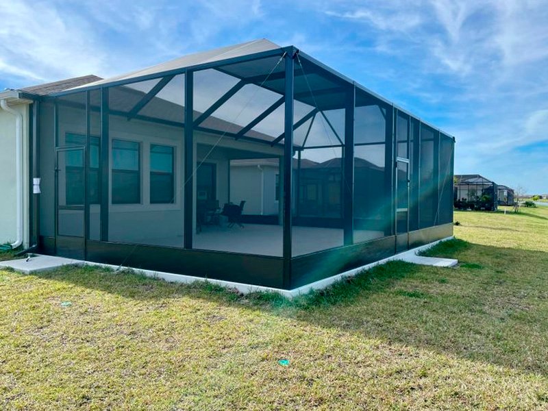 Screened lanai enclosure installation on backyard lanai in Lakeland, FL
